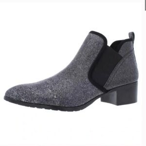 Donald J Pliner Darla Black Sparkle Suede Heeled Booties